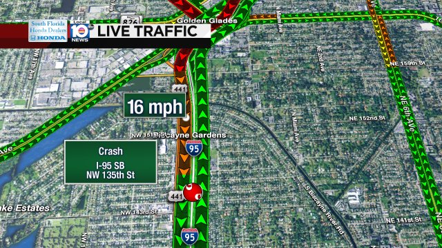 Crash on I-95 SB approaching NW 135th St #traffic https://t.co/ZmzzfnvtuR