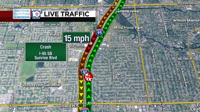 Crash on I-95 SB approaching Sunrise Blvd #traffic https://t.co/x4t92W8vTm
