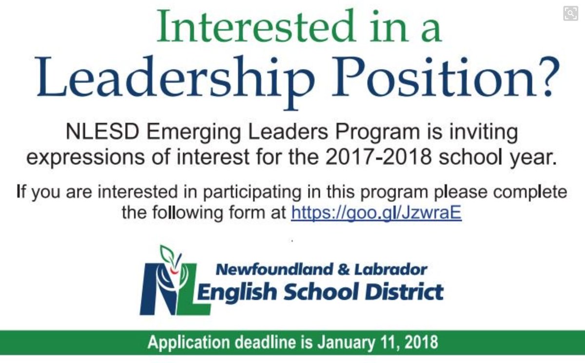 It's your last day, #Newfoundlandandlabrador teachers!

<a href="/NLESDCA/">NLESD</a> teachers are invited to apply for the next Emerging Leaders cohort!

Do it today!

Here: docs.google.com/forms/d/e/1FAI…

<a href="/nlta_mssic/">NLTA MSSIC</a> <a href="/NLTeachersAssoc/">NLTA</a> <a href="/nltatesic/">NLTA TESIC</a> #nled #nlschools