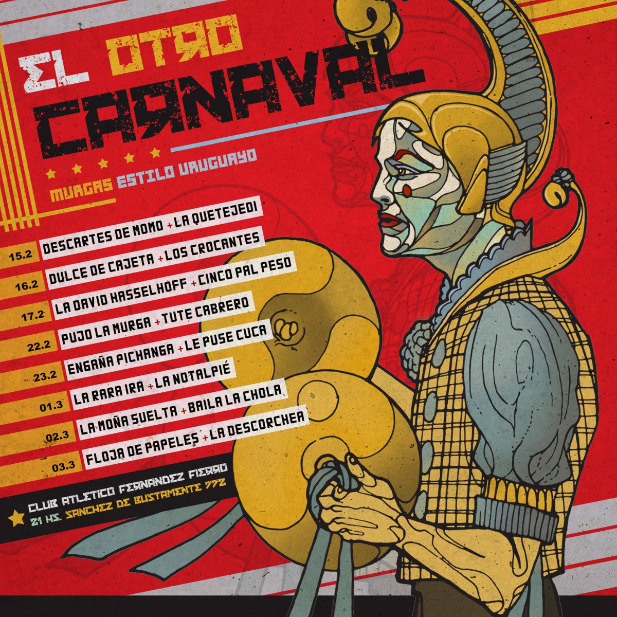 Quien dijo que Bs.As es solo la ciudad de la furia... Es la ciudad del carnaval también, sino mira este ciclo que se nos viene...

Entradas accesibles y para los manijas combo de 500 pesos todos los dias...