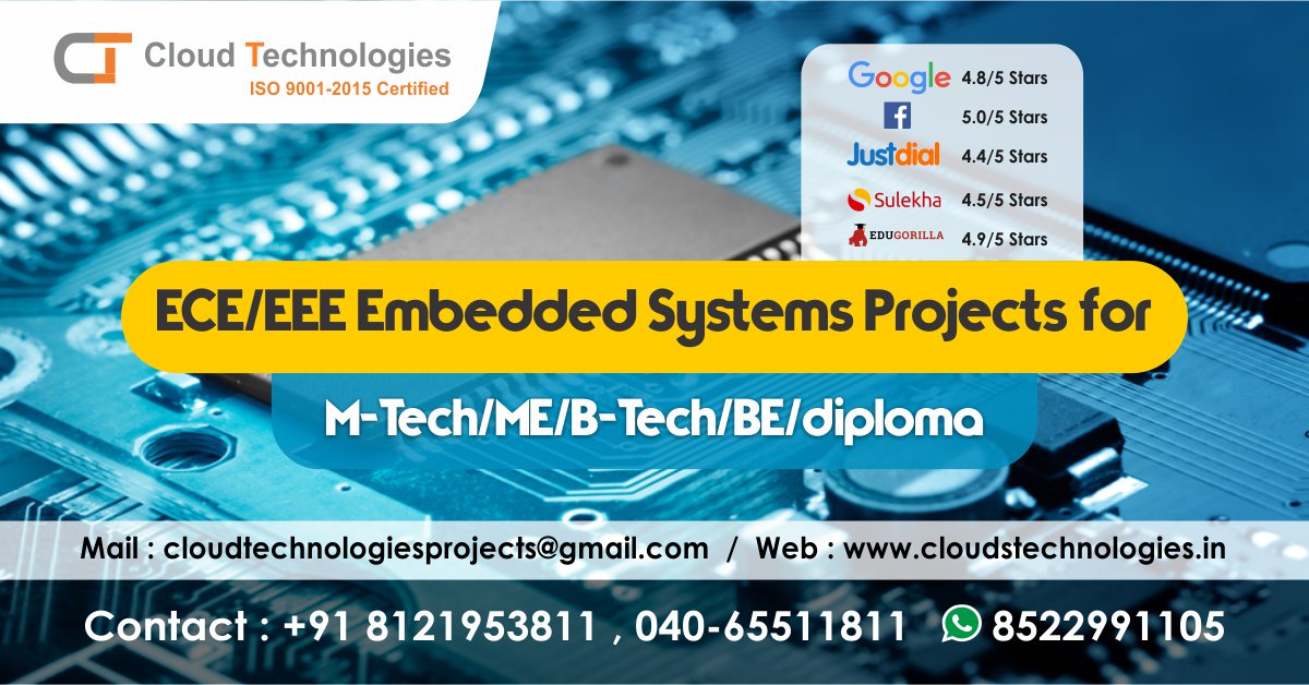cloudtechpro's tweet image. #EmbeddedSystems are one of the innovative filed of electrical engineering. #CloudsTechnologies providing #EmbeddedSystemProjects for M.tech B.tech ME BE & Diploma final year students. goo.gl/Qezz1R
#EmbeddedSystemsFinalYearProjects