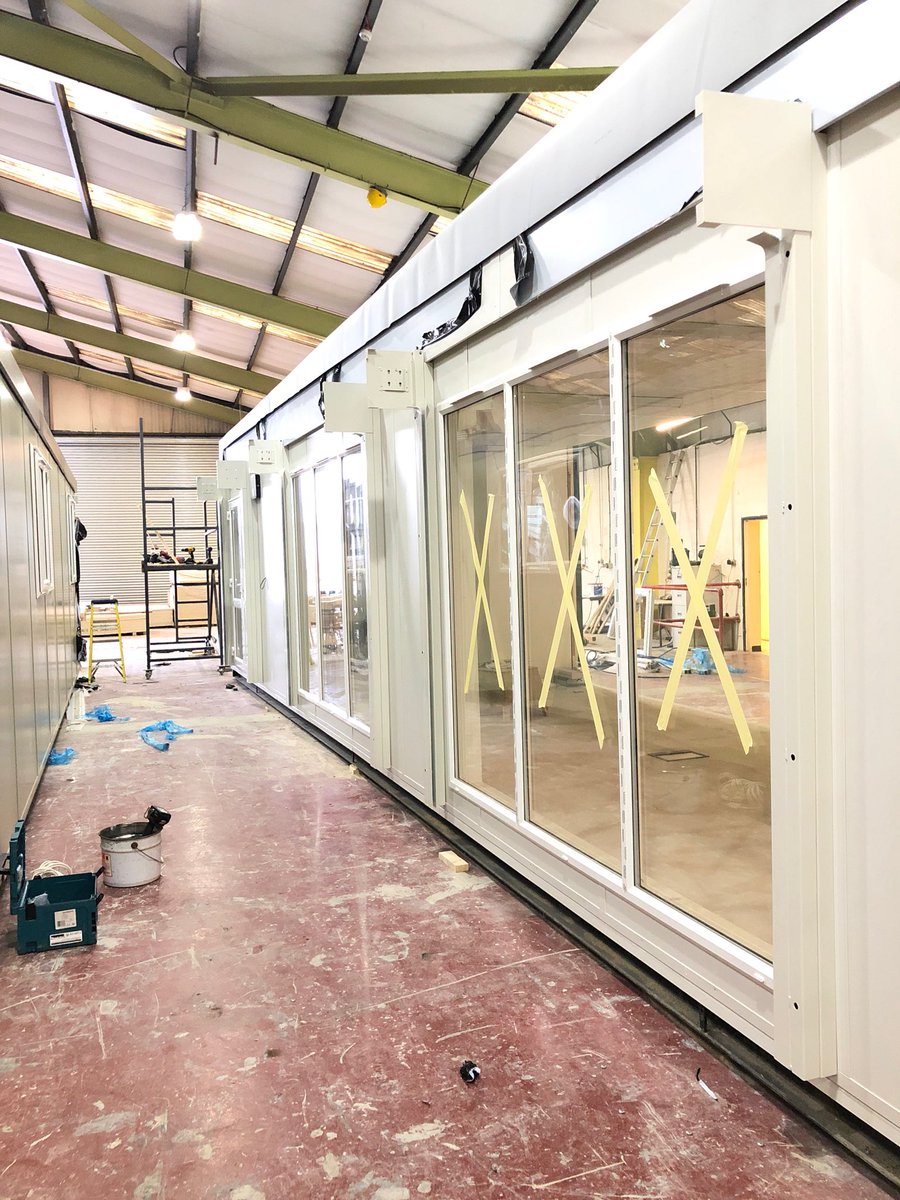 EYShutters's tweet photo. Our engineers are well on track to get 16 shutters installed on this modular. Tight deadline but can see finish line in the distance. 😅 https://t.co/UtvfgacJnz