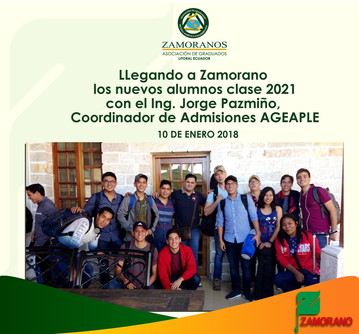 LLEGANDO A ZAMORANO
LOS NUEVOS ALUMNOS CLASE 2021.