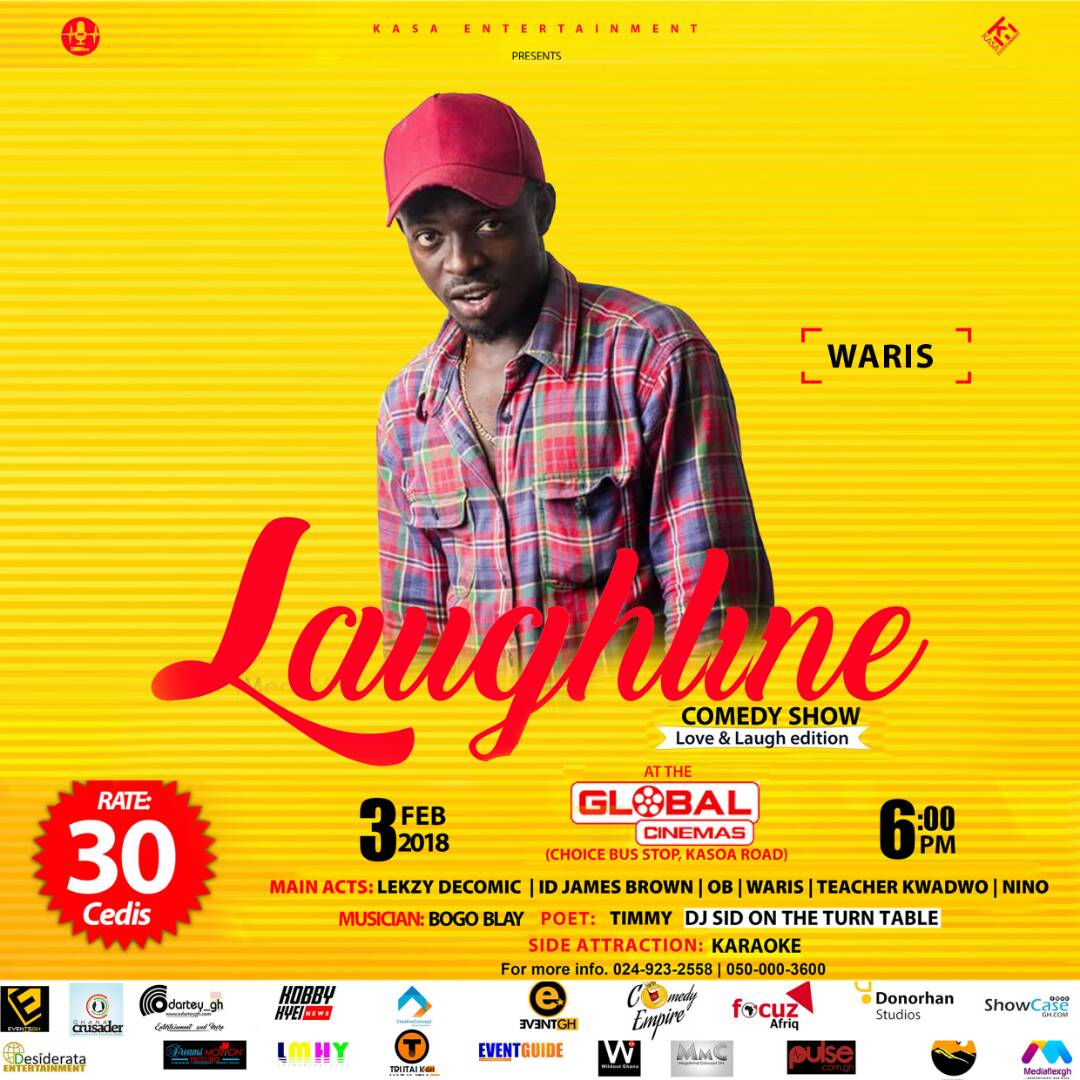 It's biiiigggg,🇬🇭
🔥🔥 <a href="/laughlinegh/">#LaughLine</a>  comedy show is back, don't miss the first edition of it in 2018,❤
Laugh and love.
<a href="/ComedianWaris/">Comedianwaris</a>: Miss it and miss your period /flight🤣🤣