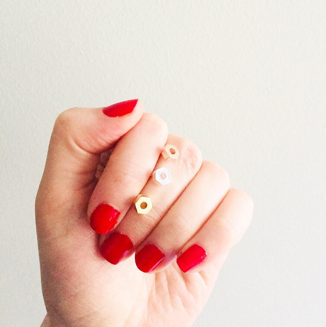 Latest addition to my #etsy shop: Minimalist small hexagon geometric stud earrings, in gold, rose gold, silver  etsy.me/2COdHdx