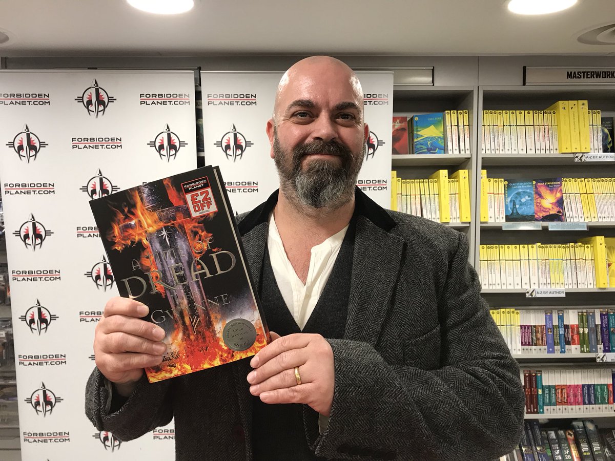 ForbiddenPlanet's tweet photo. It’s the first #FPLondon signing of 2018! @JohnGwynne_ signing A Time Of Dread! https://t.co/uPTQ6xxctT
