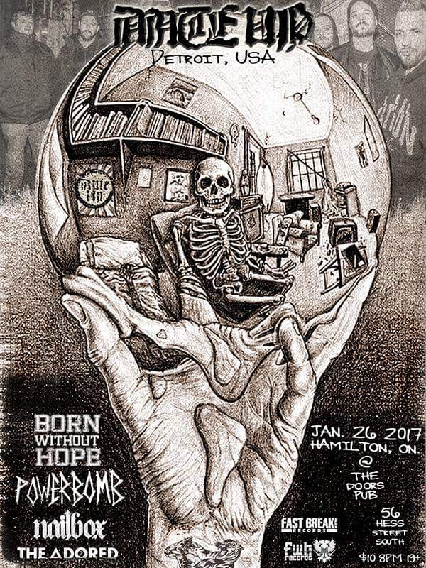 Fri Jan 26 in #Hamilton at Doors Pub with Detroit's ANTE UP, <a href="/powerbombhc/">POWERBOMB</a> <a href="/theadoredca/">The Adored</a> @nailboxhc and Hellbent