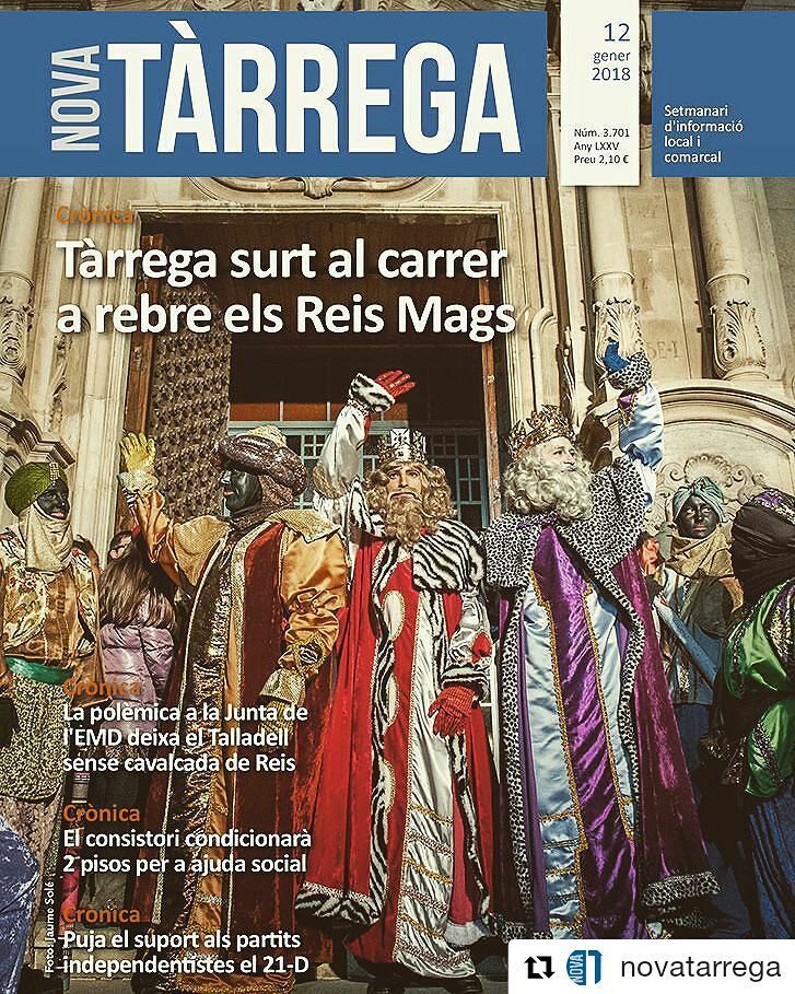reismagstarrega's tweet photo. #Repost @novatarrega (@get_repost)
・・・
La primera portada del 2018 #portadaNT #novatarrega #revistatarrega #premsalocal #premsakm0 #premsacomarcal #premsadeproximitat #setmanaritarrega #Reis2018 #cavalcadatarrega https://t.co/8e6TSUN4hZ https://t.co/nkwVAklvOi