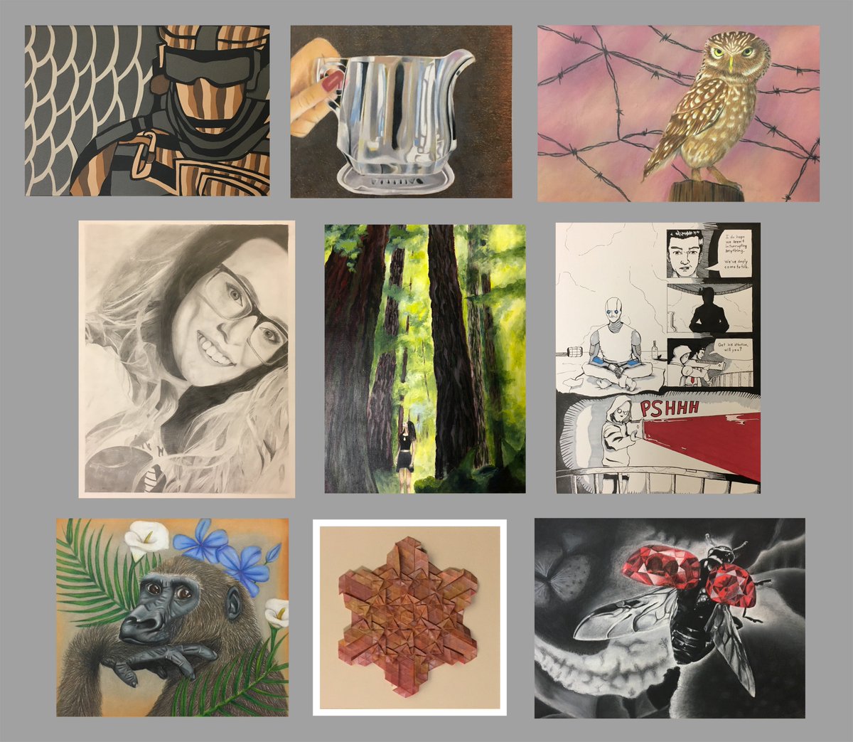 BSpaArts's tweet photo. Check out a sneak peek of The AMAZING @BSPAHS AP Art &amp; IB Artworks included into the Saratoga All-Stars Exhibit!  This prestigious local exhibition will be held at Saratoga Arts and runs from 1/13 - 2/10 w/ Reception on 1/13 from 3:00-5:00 pm. #BSCSD #Greatartstudents https://t.co/mrma9ajk2r