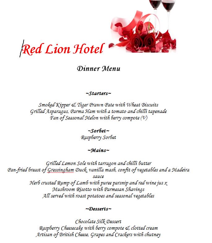 Valentine's Dinner Dance Wednesday 14th February, book now!