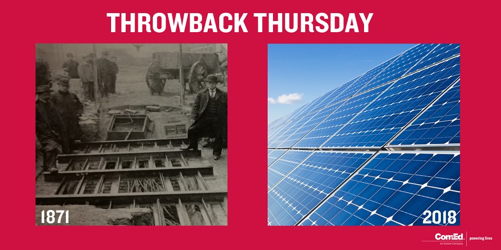 ComEd's tweet image. Since our company’s inception we have strived to be on the forefront of innovation and provide reliable electricity to our customers. #PoweringLives #TBT 🌇💡🏘