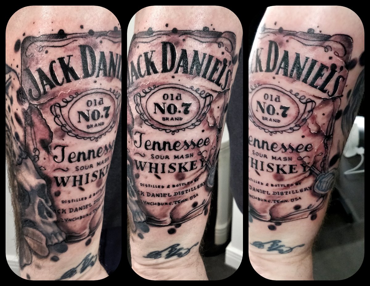 Leg Jack Daniels Tattoo by Baltic Tattoo