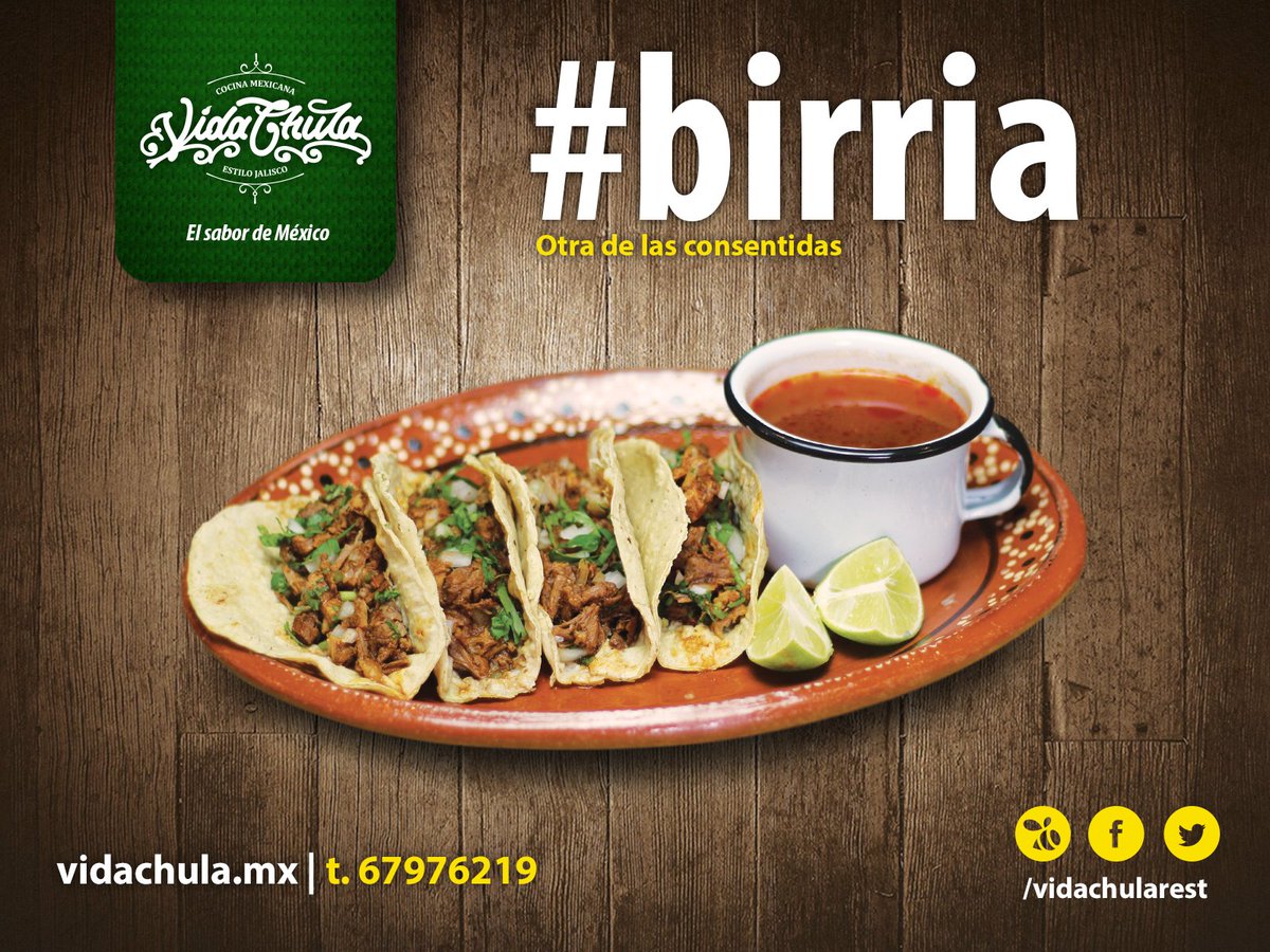 vidachularest's tweet photo. ¡Sal de tu rutina y disfruta de unos deliciosos tacos de birria! https://t.co/25YrRcwp1C