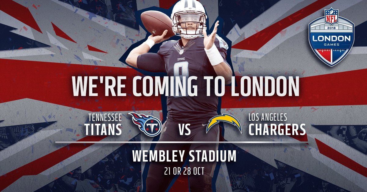 Titans's tweet photo. The #Titans will play the Chargers at Wembley Stadium 

London Calling 🇬🇧 » https://t.co/7IPFP82qgu https://t.co/ih1LFQkPE3