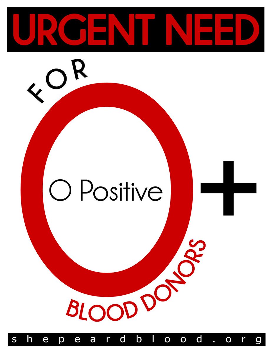 Shepeard Community Blood Center on X: We have an URGENT NEED for A  NEGATIVE, B POSITIVE, O NEGATIVE, and O POSITIVE BLOOD! Help us keep up the  supply with a blood donation