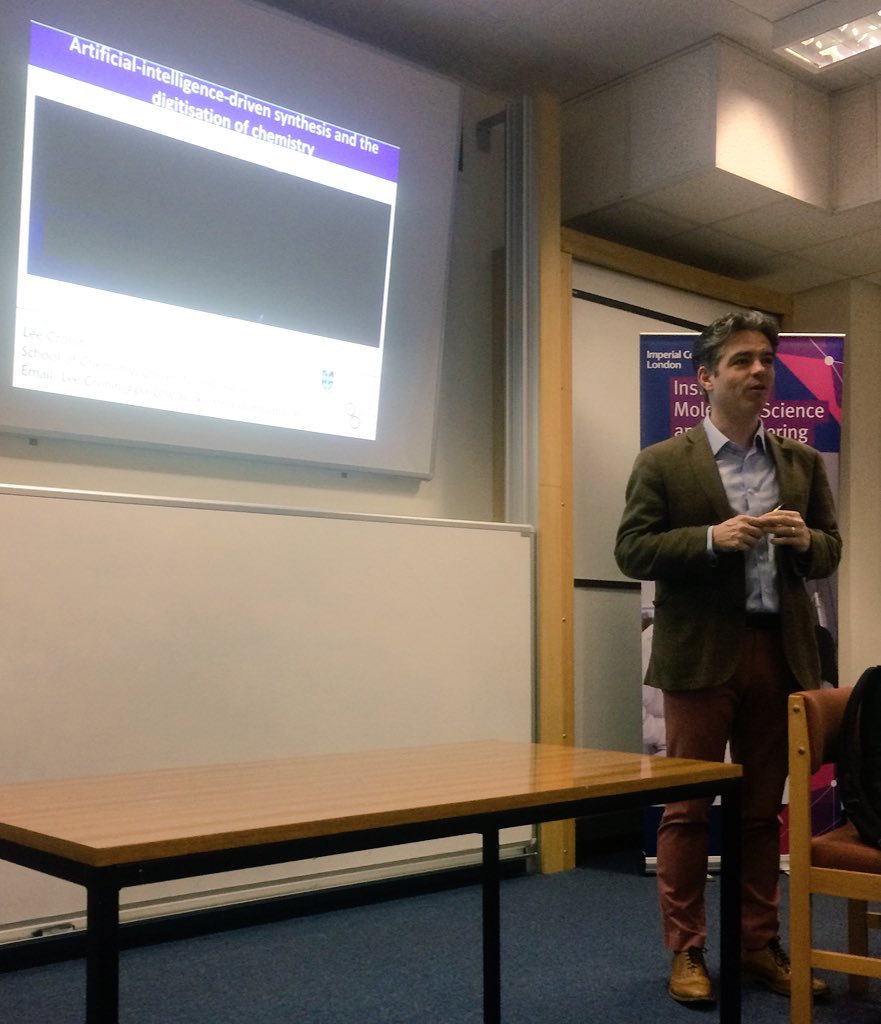 Petit_Group's tweet photo. Really engaging @Imperial_IMSE seminar on AI-driven synthesis in chemistry by Prof Lee Cronin of @UofGlasgow! Excellent attendance! @ImperialChemEng @ImpEngineering https://t.co/Rwglugoa5R
