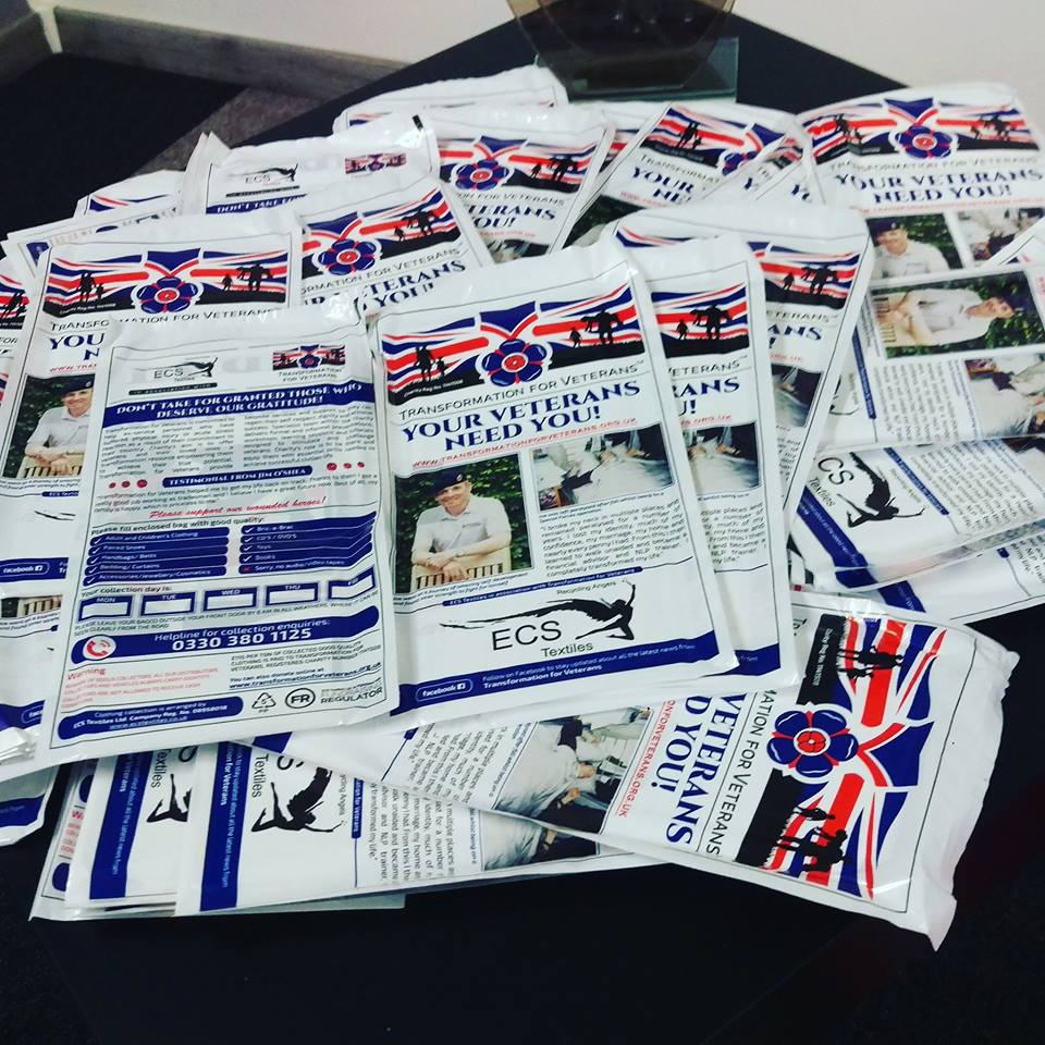 Finally our collection charity bags have arrived!! Please donate!! YOUR VETERANS NEED YOU !