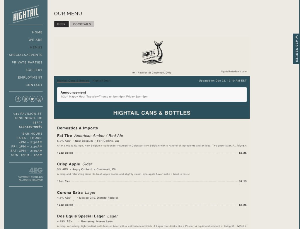 eMediaDesignCo's tweet photo. Starting the year off with a new website launch for @HightailMtAdams, a new @FourEG establishment! Who wants to join us at this cozy corner bar to celebrate? ๐ป Check it out here >> https://t.co/hBdMjVijVG!
#evolvingbrands #webdesign #cincinnati
#cincinnatiohio #hightailmtadams https://t.co/Gr51dbuk7J