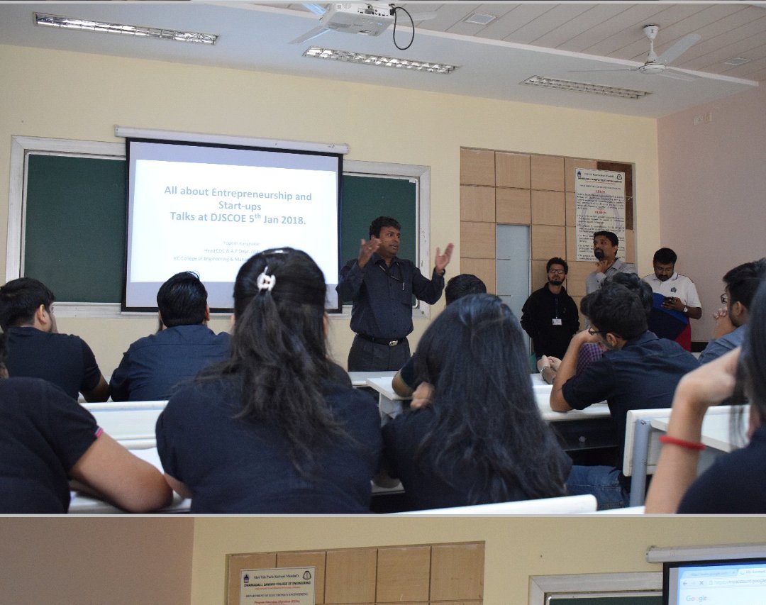 DjscoeEcell's tweet photo. Invited talk to E-Cell Team to promote Start-Up's and Entrepreneur activities.

Talks delivered by Our Principal Sir
Dr. Hari vasudevan  &amp; 
Prof. Yogesh karunakar - guest speaker at DJSCE Campus. https://t.co/9JorPaPkzW