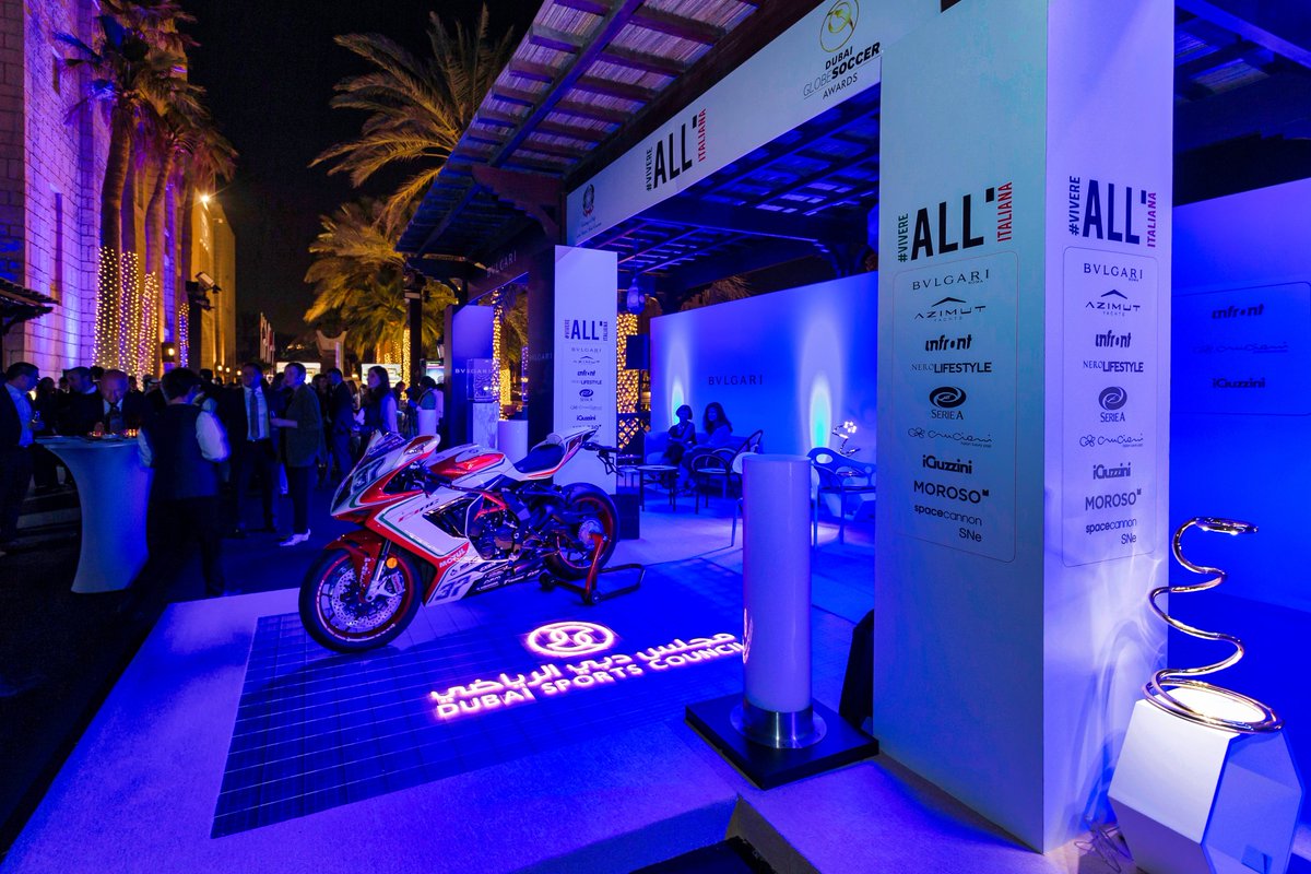 Globe_Soccer's tweet photo. Our sincere thanks and appreciation to the Embassy of ๐ฎ๐น Italy in the UAE and to #Bulgari, #AzimutYachts, #Infront, #NeroLifeStyle, #SerieATIM, #Cruciani, #iGuzzini, #Moroso & #spacecannon, the fantastic sponsors of the #vivereALLitaliana lounge at the 2017 #GlobeSoccer Awards! https://t.co/H8SoBvVGy6