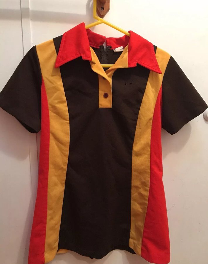 I'm 90% sure this is a Burger King uniform from the 70s, but I'm leaving open the possibility it was the Vancouver Canucks trainer's shirt.