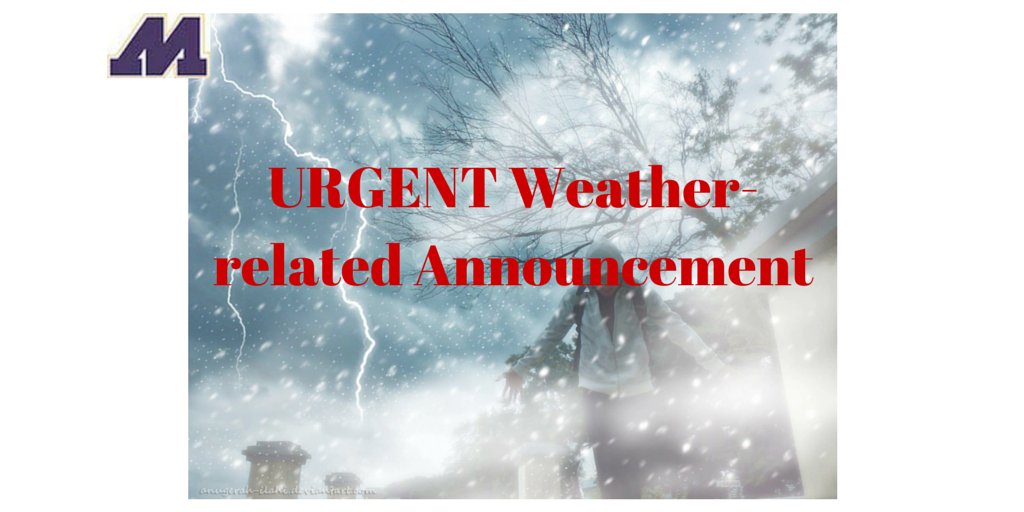ATTENTION PARENT/GUARDIANS/STUDENTS: MCSD will be releasing at 12:30 p.m. today in anticipation of the icy weather coming our way! Stay safe!