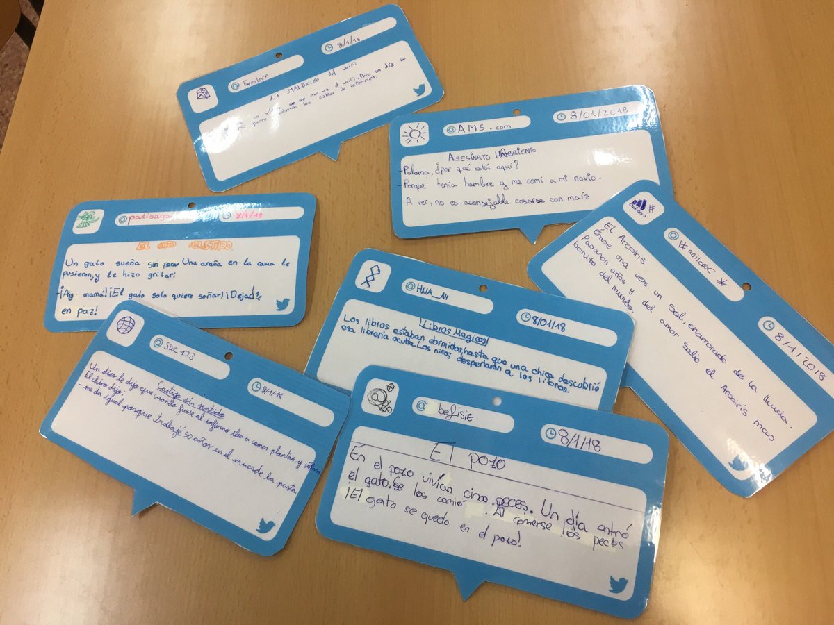 Artur0RC's tweet photo. Trabajando la Identidad digital, a través de #microcuento en formato #Tweet. Menuda imaginación y creatividad han mostrado y desarrollado. #IDenRED #4Primaria #Lengua https://t.co/XLAKRCaAH8