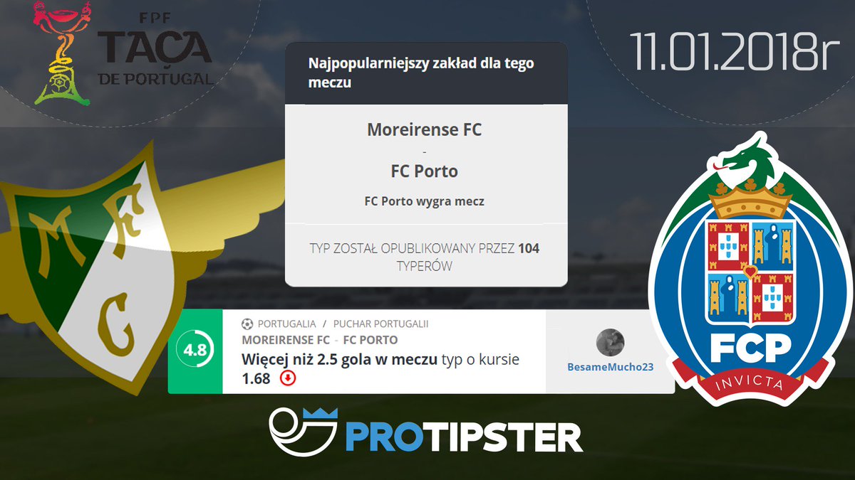 ProTipsterPL's tweet photo. #Typ na Portugalski Taca De Portugal pomiędzy #Moreirense a #Porto 11.01  
Lajkuj jeżeli podobają ci się takie tweety! ⚽️
Link do typów https://t.co/WmogP35uNA 
Więcej najlepszych typów https://t.co/G5K56pmDwv    
#TacaDePortugal #typnapiłkę #typsportowy #ProTipster #TypDnia https://t.co/iBKJFqh3G9