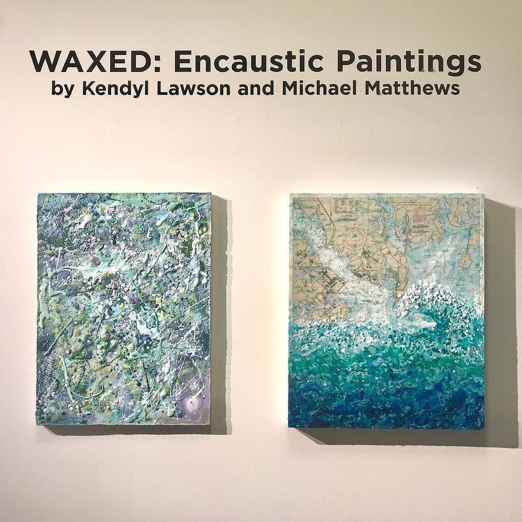 MarylandHall's tweet photo. Our Openshaw Balcony Gallery is filled with wax! Encaustic paintings by local artists Kendyl Lawson and Michael Matthews now on display through April 8. Come be inspired and buy some new artwork for the new year! #artforall #mdhall #marlyandhall #paintin… https://t.co/BMi6gYc1LR https://t.co/Lme0ETkEBF