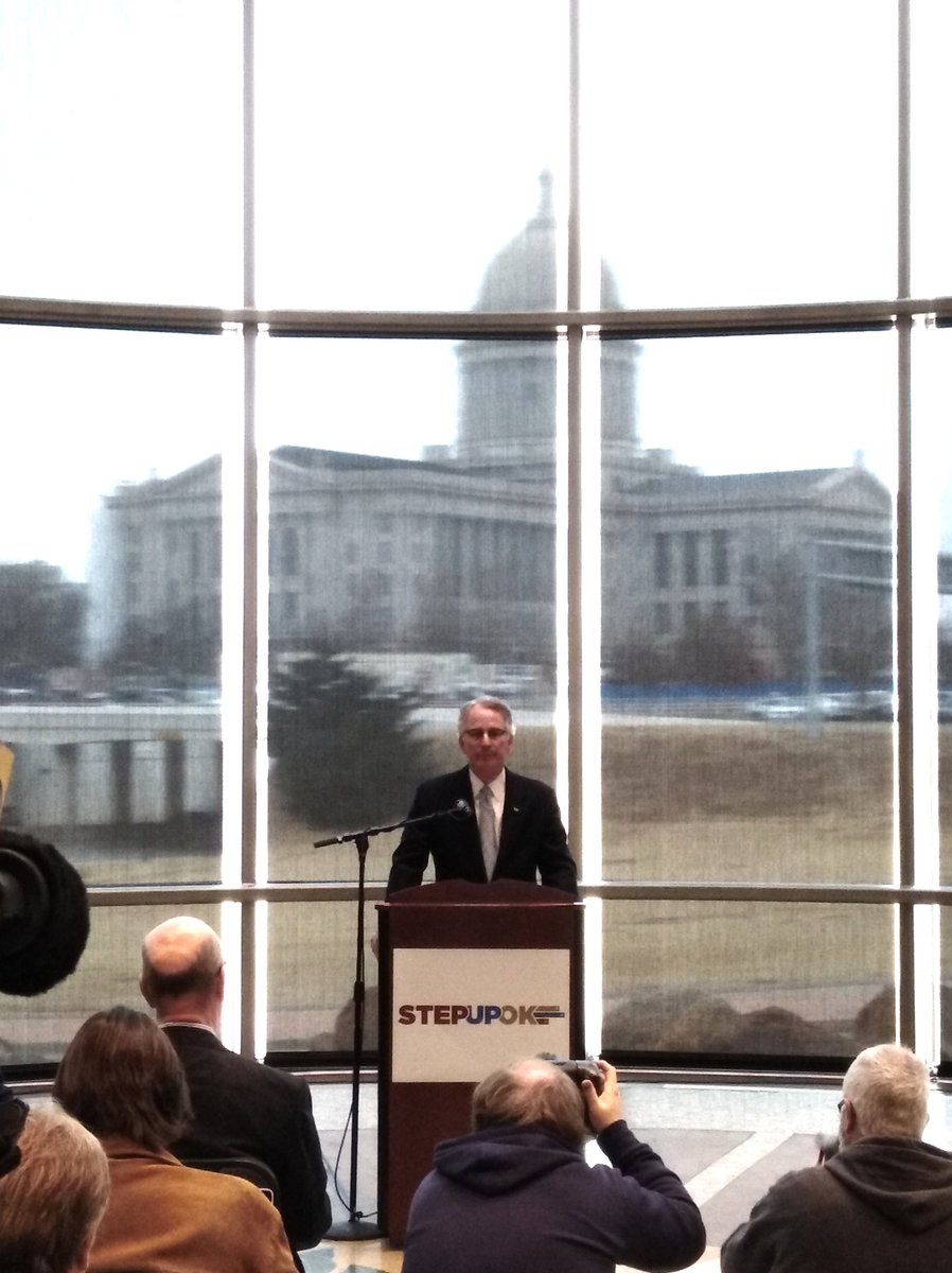 WilbornOKC's tweet image. We need to get to yes say business leaders holding a press conference about proposed budget scenario that could bring in $800M.  #stepupok