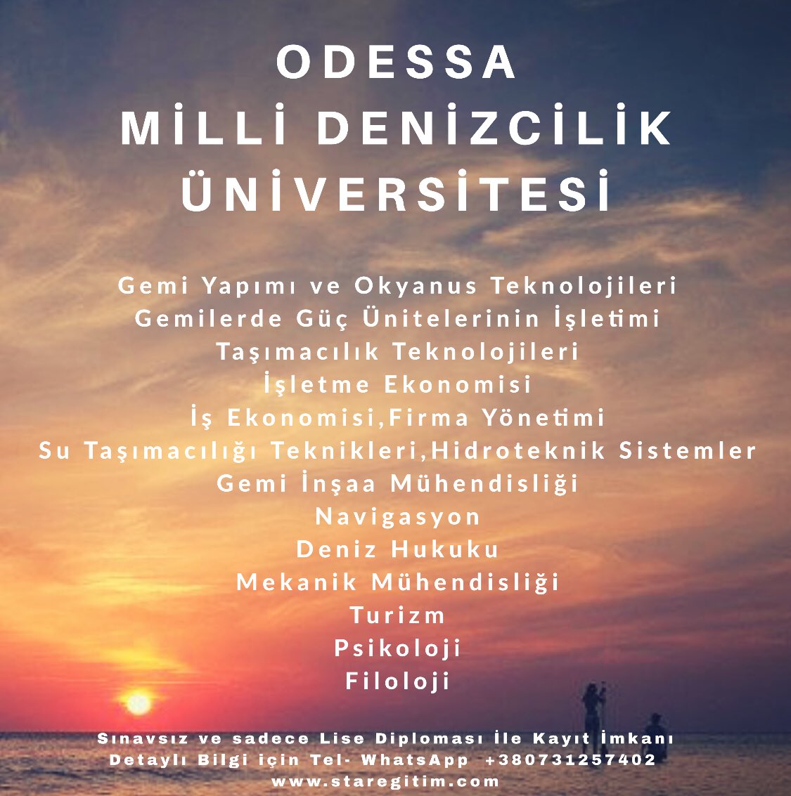 Odessa Milli Denizcilik Üniversitesi Sınav Yok Lise Diplomasıyla Kayıt imkanı ..