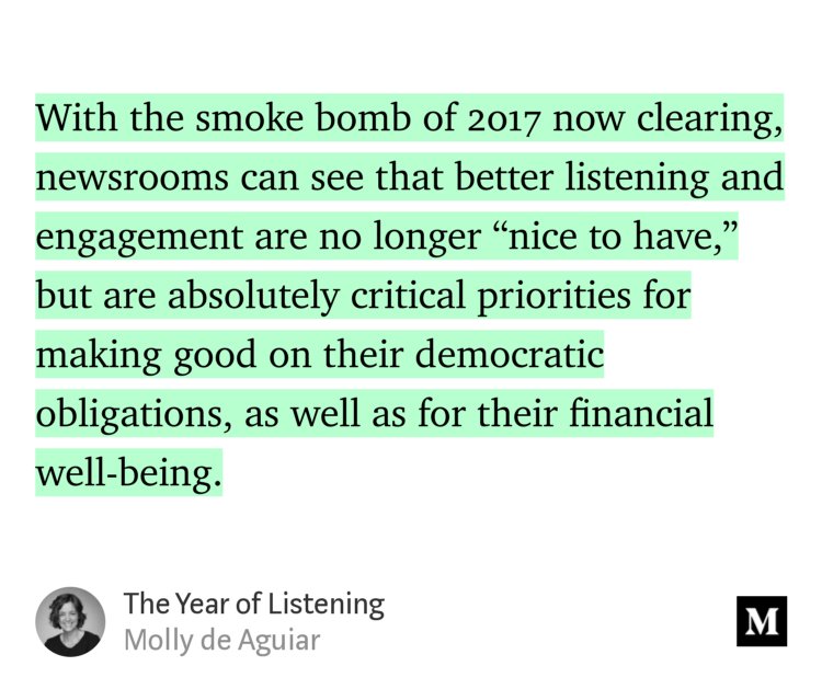 JenniferBrandel's tweet photo. “The Year of Listening” — @MollydeAguiar So excited for this effort from The News Integrity Initiative. Listening FTW! https://t.co/bSPWijeZWx https://t.co/1jbcfvOUrM
