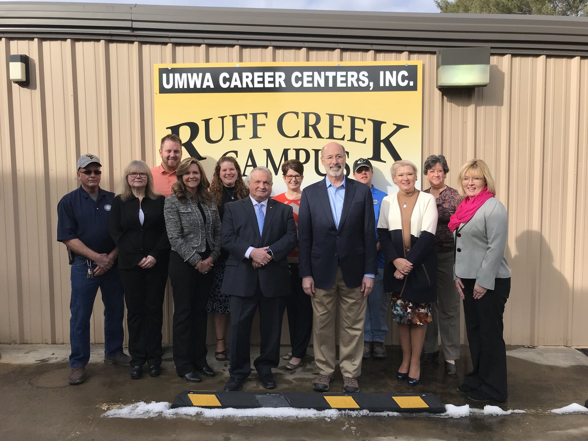 GovernorShapiro's tweet photo. Great to be in Greene County today to announce funding to repurpose The United Mine Workers of America Career Centers' Mining Technology Training Center, which will provide broader retraining for dislocated workers in priority occupations. https://t.co/OZzfvBuLle