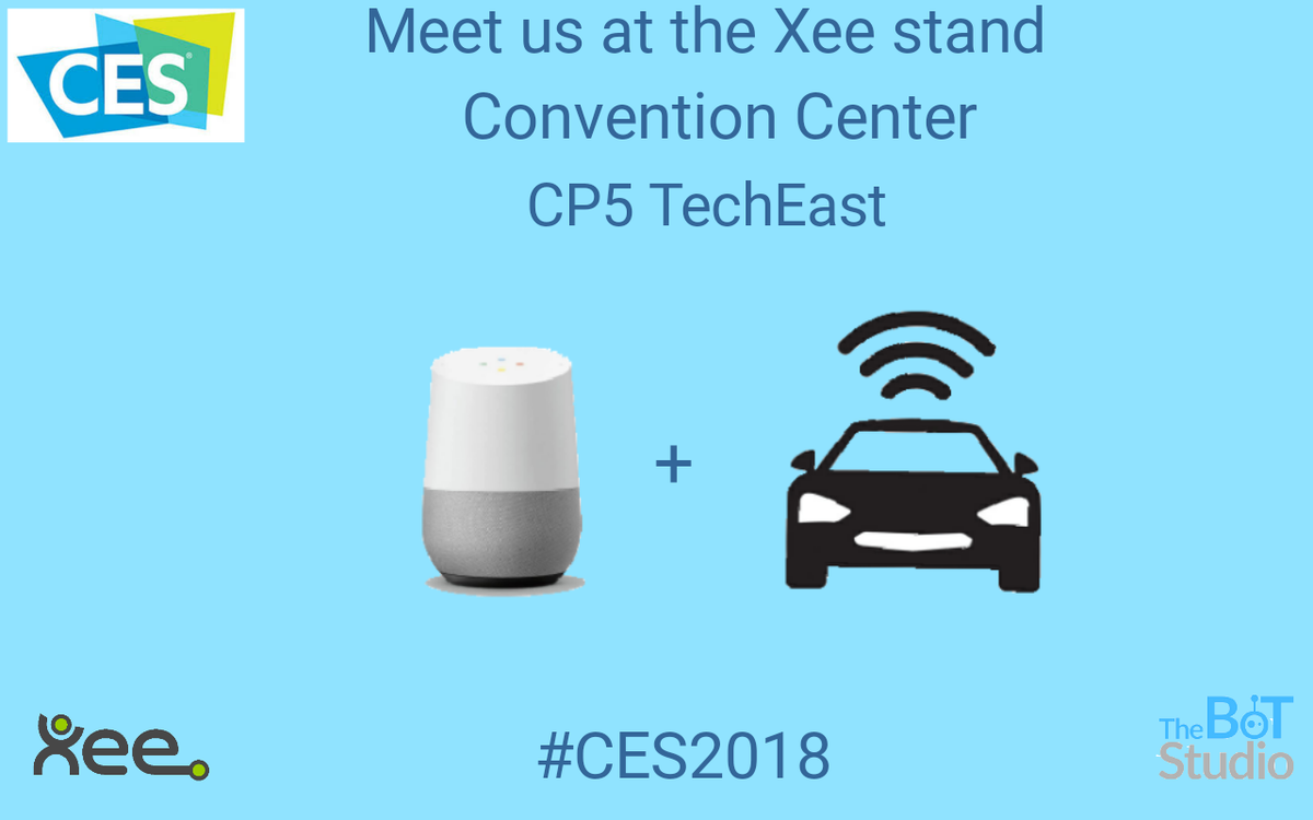🌟 Come and meet our partner <a href="/Xee_FR/">Xee</a> at #CES2018

📌 Convention Center: CP5 à Tech East

🚗💬 Let's talk about connecting your #connectedcar to #GoogleHome &amp; #GoogleAssistant