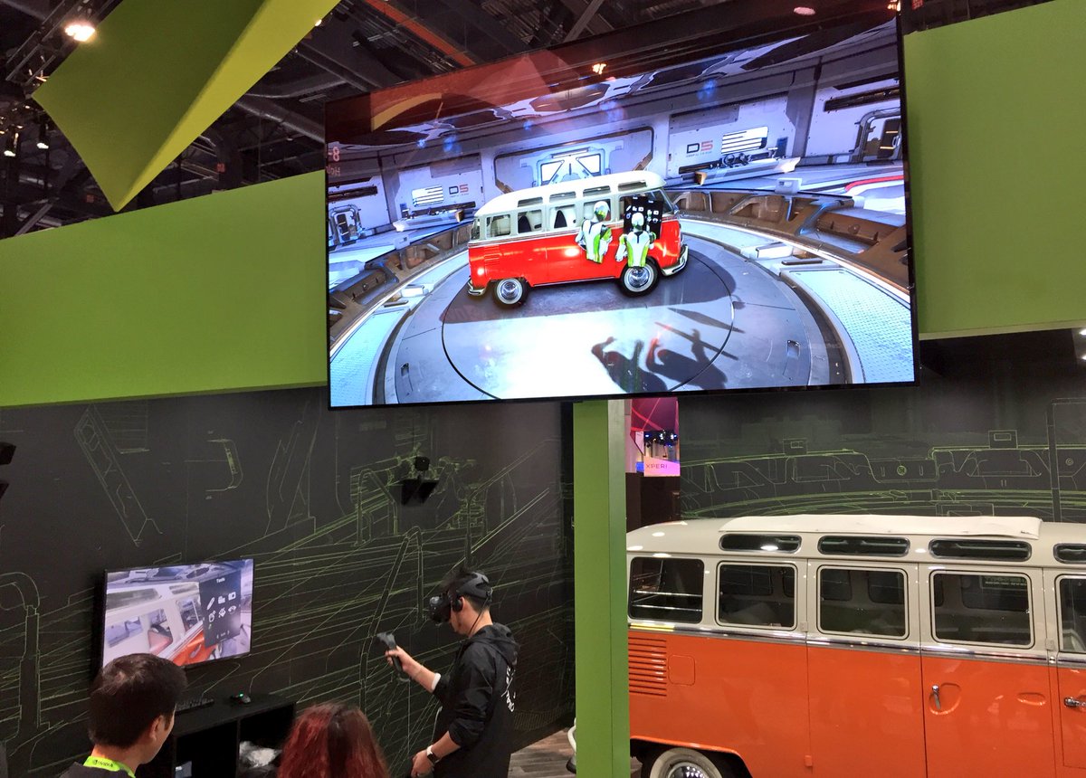 nvidia's tweet photo. Find out what it's like to experience the remarkable #VR demonstration of our Holodeck collaboration platform at #CES2018. https://t.co/hm7gH9QYWs #CESNVIDIA https://t.co/UqGMGyOJNZ