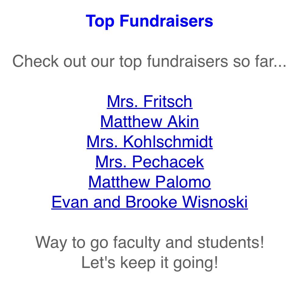 sashornethive's tweet photo. Check out our top fundraisers!! https://t.co/U1dNHhfI0F