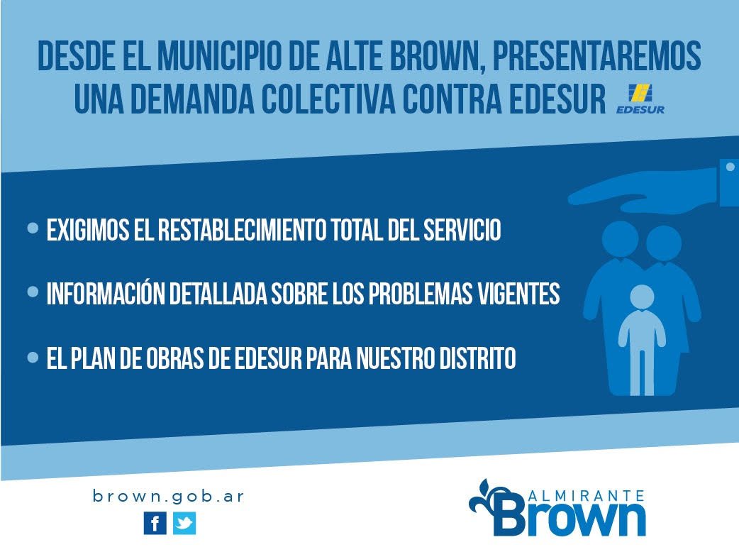 MunicipioBrown's tweet photo. CASCALLARES ANUNCIÓ UNA DEMANDA COLECTIVA CONTRA LA EMPRESA EDESUR
https://t.co/MvHfZoZ0S7
#SomosBrown https://t.co/RtdnBzj168