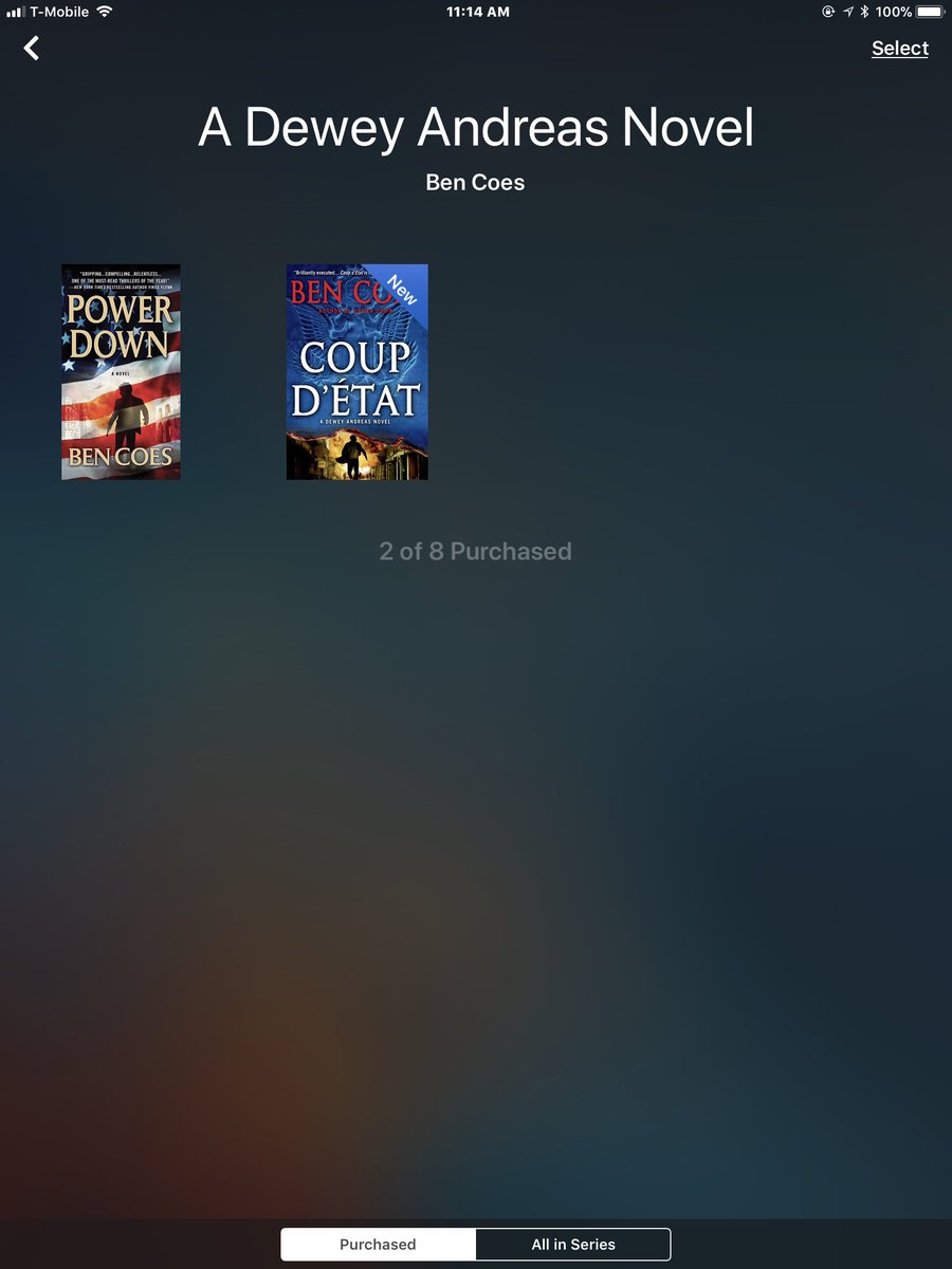 dallaspi's tweet photo. A friend who knows how much I love @BradThor books recommended I try @authorbencoes. I just finished “Power Down” and what a fun read! 
About to start “Coup D’état.” Check out Ben Coes if you haven’t already! https://t.co/n8sYZ7xtzw