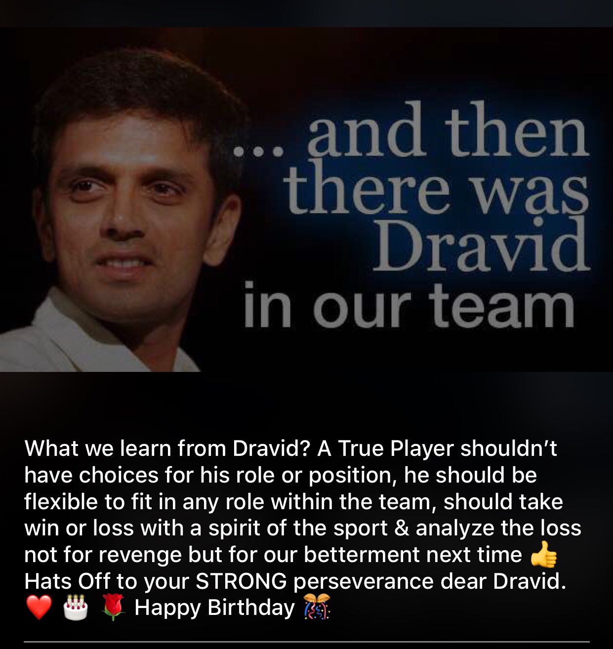  Obviously Rahul Dravid that s my whatsapp status pic for today       