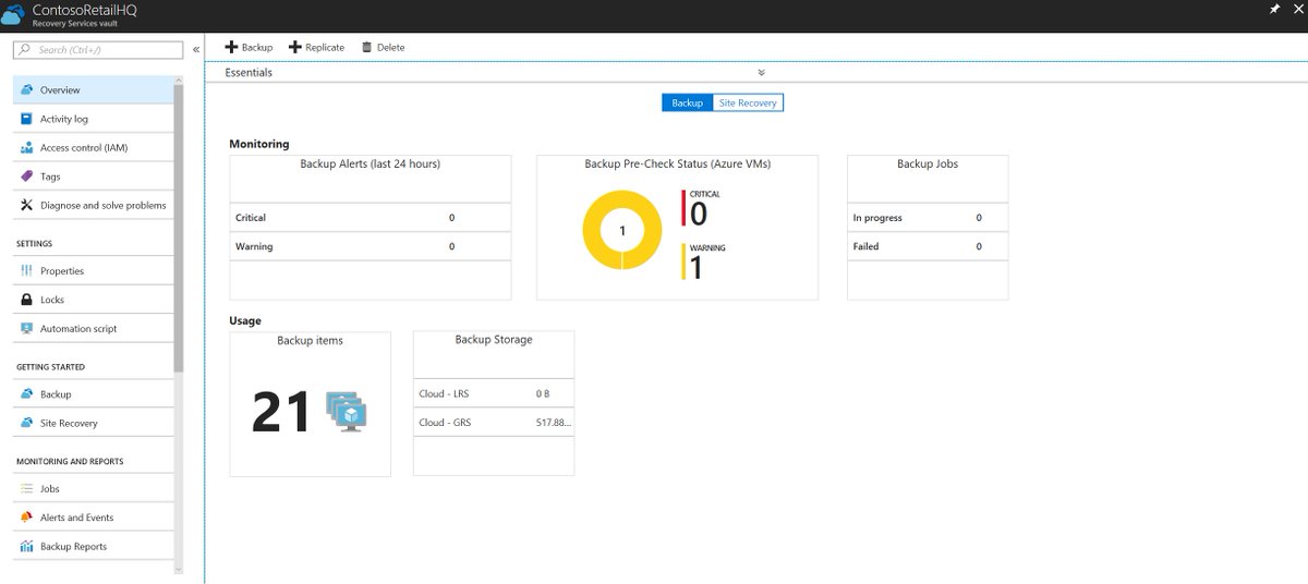 We are going FULL screen - with a clear grouping of resources related to #backup and Site Recovery into two tabs. We are rolling out region by region. Let us know what you think of the new representation.