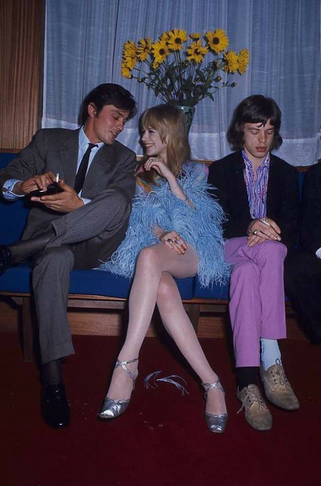 Dave Haslam That Moment Fifty Years Ago When Alain Delon Was Chatting Up Marianne Faithfull And Mick Jagger Wished He Could Just Look At His Phone T Co K5aihl1hg5