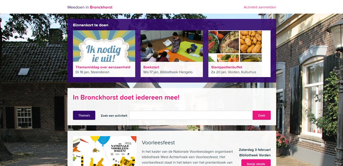 Vandaag aftrap van de sociale activiteiten kaart van Bronckhorst. meedoeninbronckhorst.nl Een innovatieve sociale kaart met een visie: Activiteiten die mensen helpen mee te doen waar dit door beperkingen of omstandigheden niet vanzelfsprekend is. Geen adresboek dus!
