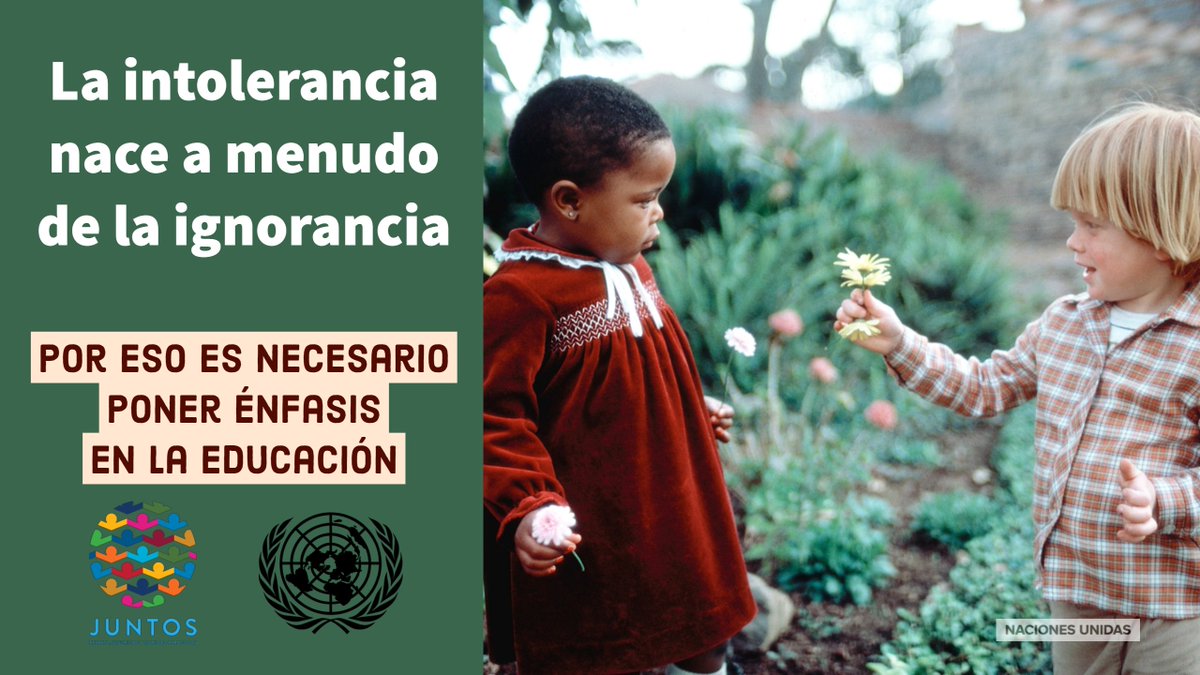 ONU_es's tweet photo. El odio al otro se aprende.

Apostemos por la educación  
para vivir en armonía entre culturas, religiones y pueblos.

#Juntos ➡️ https://t.co/6GWbcrgzuF https://t.co/JkiNk0Lgep