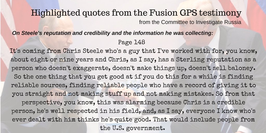 Scully2022's tweet photo. #FusionGPS 
#FusionGPSTranscript 
So, here's a THREAD
of graphics
of some of the quotes highlighted by the Committee to Investigate Russia. 
Because #TrumpRussia 
4/12 https://t.co/Ry5o9FPLLY