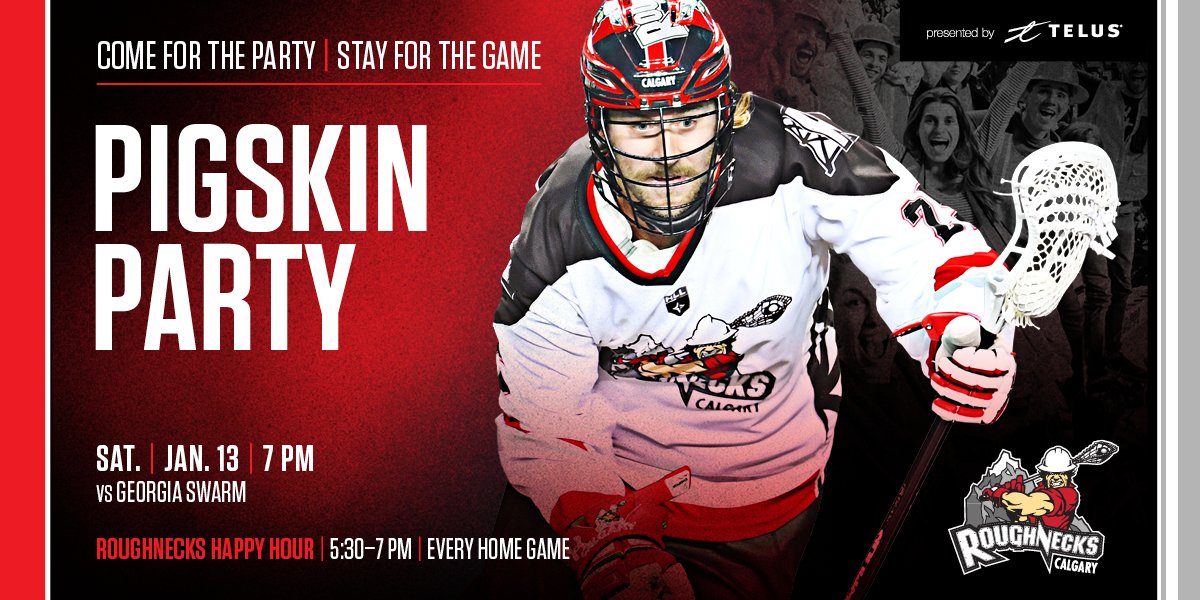 NLLRoughnecks's tweet photo. Who's coming to our @TELUS #PigskinParty on Saturday?! 🙌🙌🙌

⚒ https://t.co/rfaHUTYtON https://t.co/28VH8Vm3OT