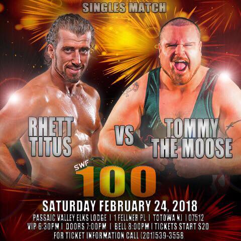 SWFLive's tweet photo. 1st Time Ever
.@RhettTitusANX vs @TommytheMoose
LIVE @ #SWF100
Saturday 2/24 Totowa NJ
Tickets-> https://t.co/E5PjLWUefW https://t.co/GzUU1sz3ze