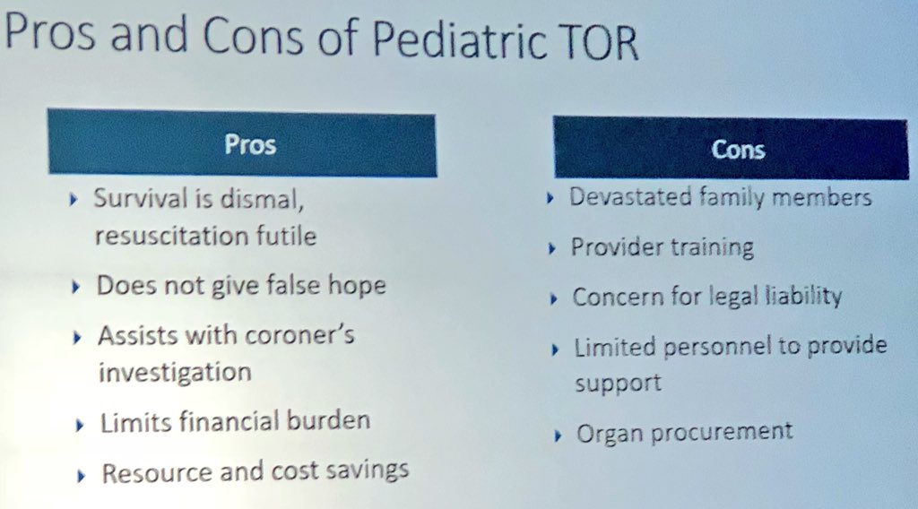 AckerJoe's tweet photo. Dr Remick shares the pros and cons of a challenging topic: Termination of Resuscitation in Pediatric Patients. We need to decide because outcomes after 45 minutes of CPR are dismal. #NAEMSP2018 https://t.co/ZS7clcWyag