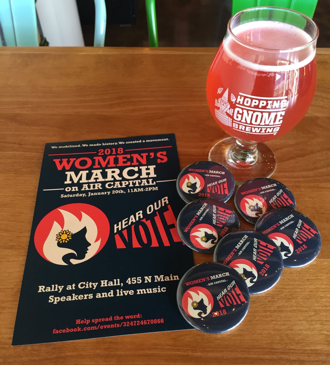 HoppingGnome's tweet photo. Get your @WomensMarchICT buttons here! $3 each cash donations...all goes back to the cause #womensmarchict #womensmarchbuttons #buttons #marchtothepolls #ictmf #ictbeer https://t.co/VjYfXLJbXt