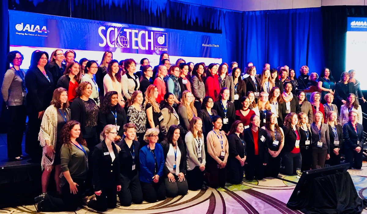 JBlacksten's tweet photo. Happy to be attending the Women at #AIAASciTech reception and keynote. The energy in the room is great! Can’t wait to show the picture to my daughter as another  example that women can do ANYTHING! @aiaa https://t.co/HnBeREfpqq
