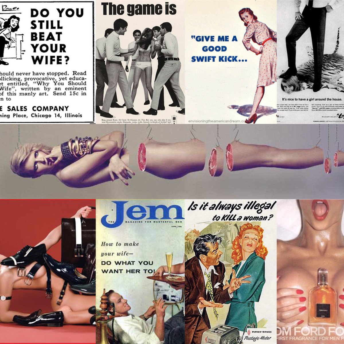 jblumyna's tweet image. Take a look at these ads that were published over the last few decades. This should help people understand why #rape and #rapeculture is so prevalent and far too commonplace in our society - just look at what #values and #ethics that surround us day after day 😔 #ThursdayThoughts